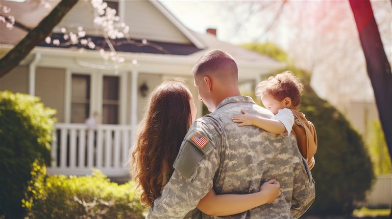 Soldier and family at home